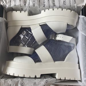 White Leather Windsor Smith Sandals Platform